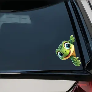 1PC Lively Healing-Style Decor Sticker | For Motorcycle Accessories, Fresh Backpacks, Waving & Peeking Turtle Creative Design, Nail Your Ride’s Fresh Lively Style Easily, Eye-Catching & Show Cute Attitude of Loving Little Turtles