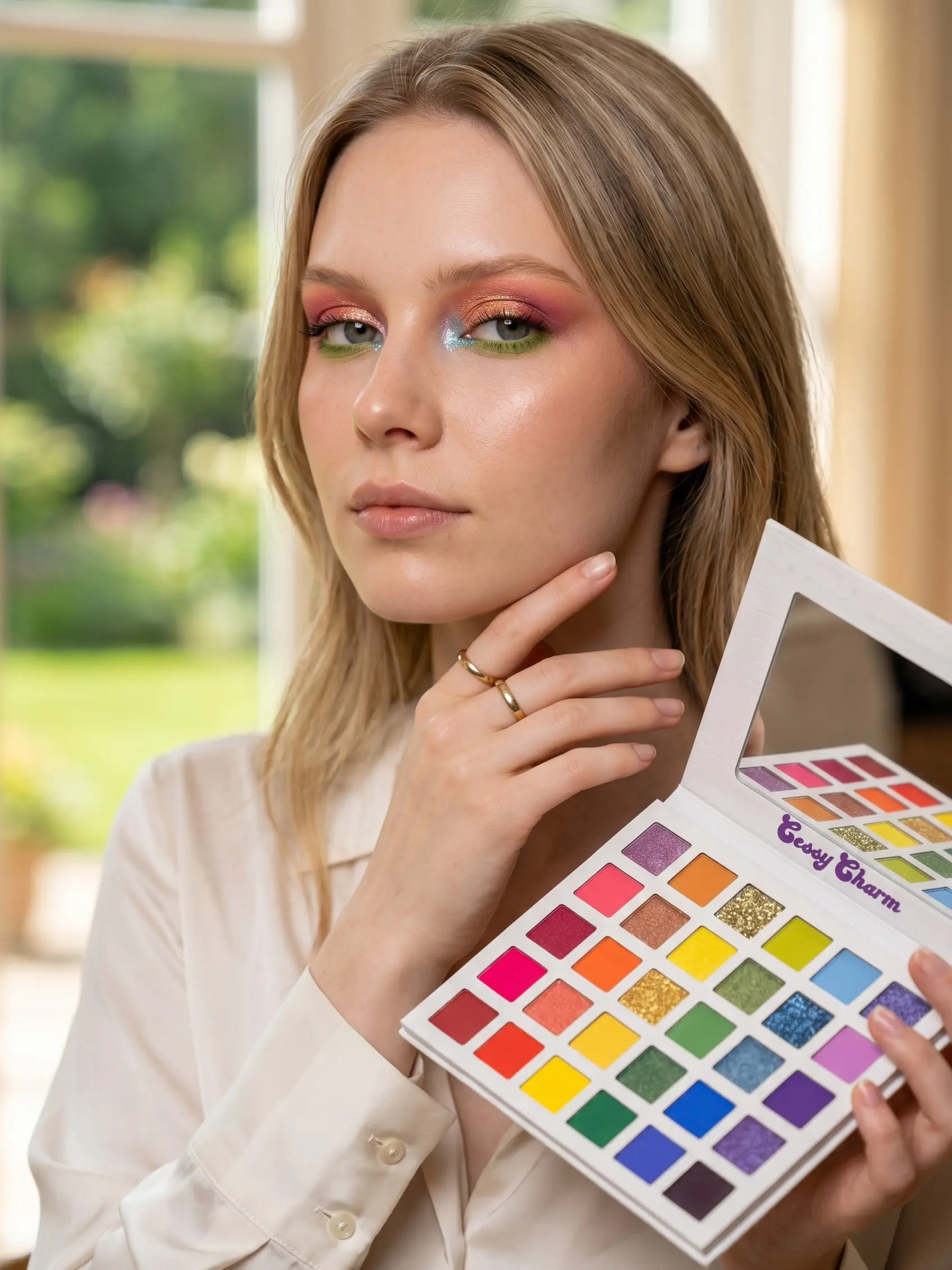 Delicate Hue Eyeshadow Palette, Makeup Cosmetic for Eye Makeup Looks Radiant Glow Highlighter