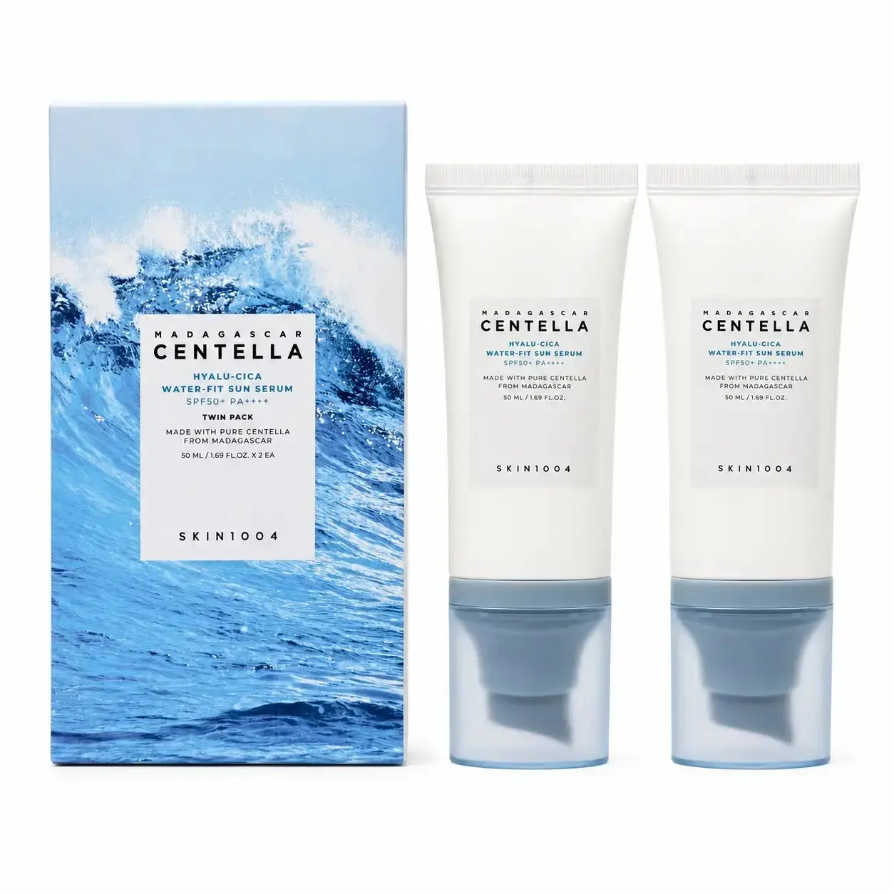 SKIN 1004 Centella Hyalu-Cica Water-Fit Sun Serum UV,Korean Sunscreen SPF 50, Centella Sunscreen, Travel Essentials, Sunscreen with Hyaluronic Acid, No White Cast,Korean Skin Care, 1.69 fl.oz / 50ml