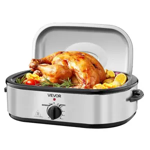 VEVOR Roaster Oven, 20QT Electric Roasting Pan, 150-450 Adjustable Temperature Fast-Cooking Turkey Roaster, Turkey Oven with Self-Basting Lid, Defrost Warm Function for Home, Fits 24lb TurkeyVEVOR Super Brand Day