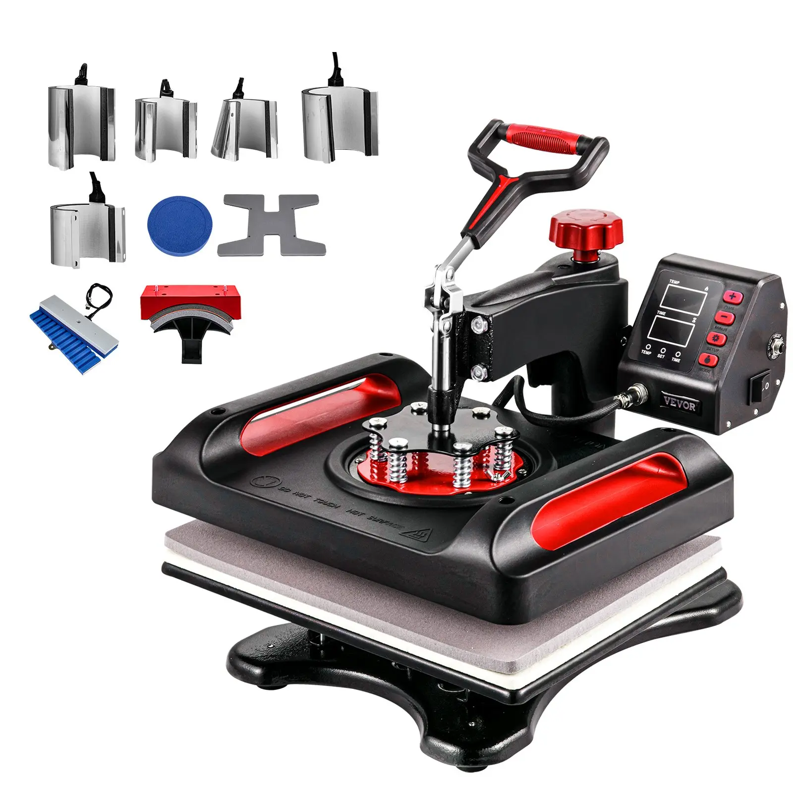 VEVOR 11-in-1 Clamshell Heat Press Machine, 12x15 in Digital Dual-Tube Heat Transfer Printer with 3 Modes & Counting Function, Swing-Away Sublimation Tool for T-Shirts, Hats, Mugs, Plates, Pens, Shoes (Black)