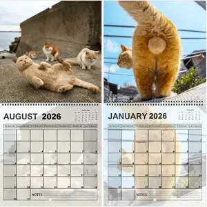 2026 Cat Calendar, Funny Cat Butt Calendar, Prank Gift for Cat Lovers, Humorous Elephant Gift, Perfect for Home & Office, 12-Month Calendar, Wall Calendar Planner