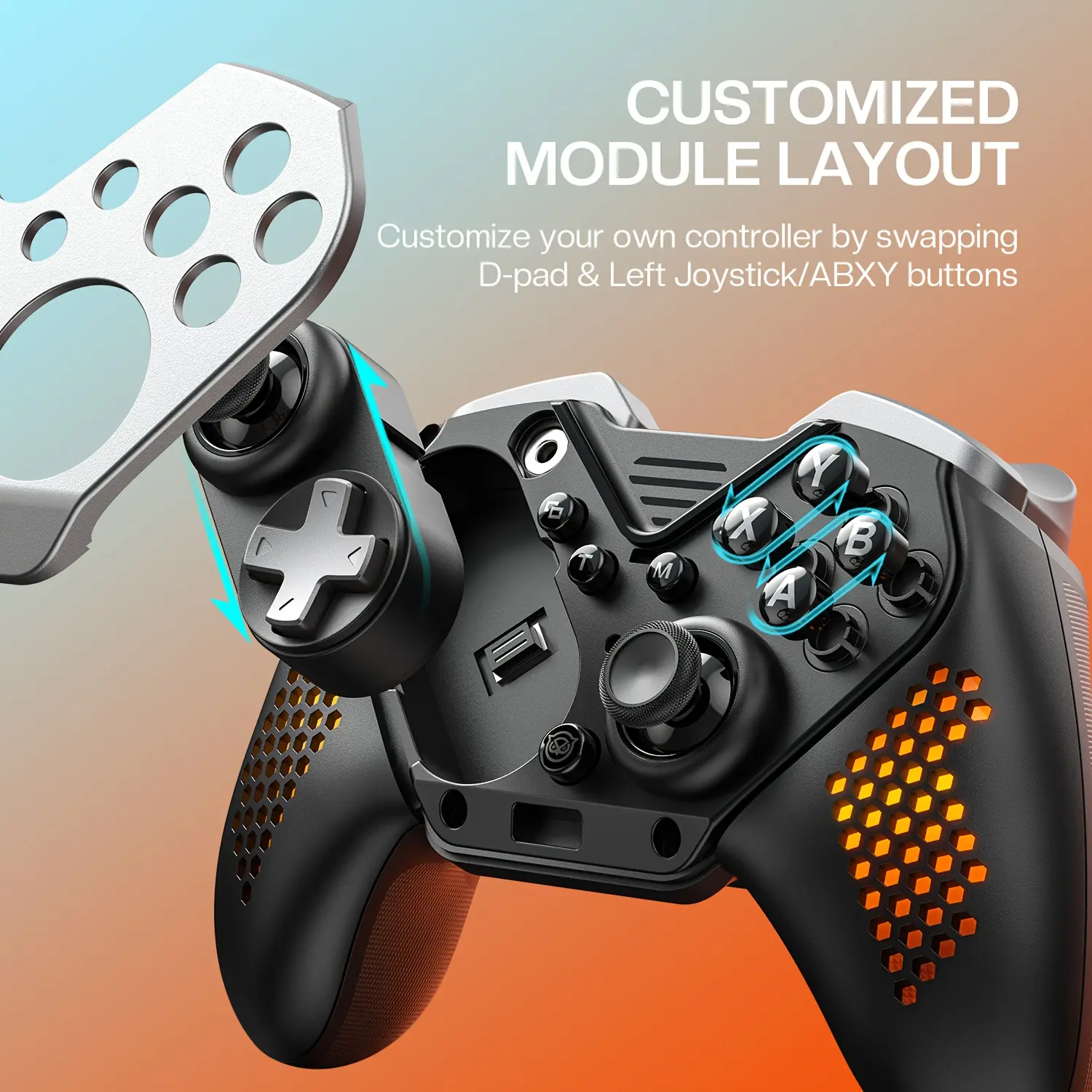 NYXI Pro Wireless Controller for Switch & PC, Hall Effect Joystick Drift-free, 1000Hz Wireless Gamepad, Interchangeable D-Pad And Left Longitudinal Stick, Adjustable Turbo/Vibration, RGB Lighting for PC/Switch 2/iOS/Android