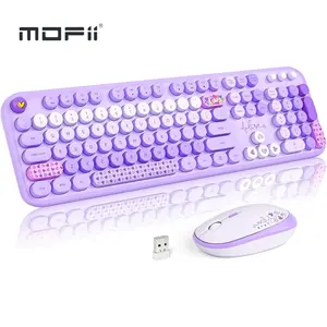 MOFII Retro Wireless Keyboard and Mouse Combo – 2.4GHz Full-Size Keyboard with Number Pad & Cute Wireless Mouse for PC, Desktops, Laptops (Windows XP/7/8/10)