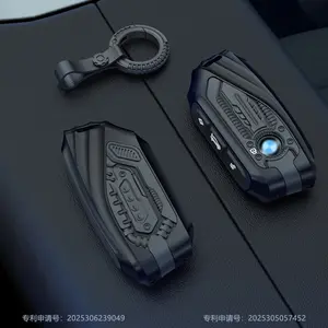 OLLEN Heavy Metal Key Fob Cover Case, Compatible with BMW Key Fob Cover, Soft Silicone Key Case for BMW 2024 2023 2025 2026 7 Series IX I5 M60 X5 X7 X6 IX I7 Car Key Protector with Rings ,3 Button 4 Button