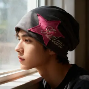 Star Patched Letter Embroidery Beanie Hat for Women Men Fashionable Daily Wear Trendy All-match Exquisite Hat Ideal Birthday Gift Bonnet