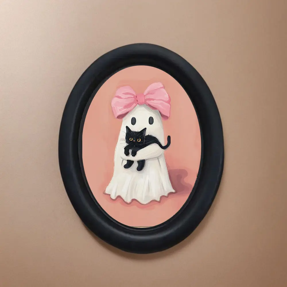Vintage Art Style Bow Cat Decorative Home Item, Hanging Decor, Hanging Ornament, Perfect for Halloween Christmas Thanksgiving Wall Decoration