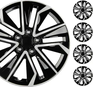 BDK Hubcaps Wheel Covers for Cars Premium Silver and GunMetal Hubcaps 16" Wheel Rim Cover Replacement Snap On Hubcaps for Toyota Camry Corolla Style Automotive (4-Pack)