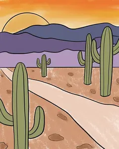 Add-On Art Project - Desert Sunset L2 (ages 8+) Dot Guides Roll for Step-by-Step Learning & Motor Skills Enhancement