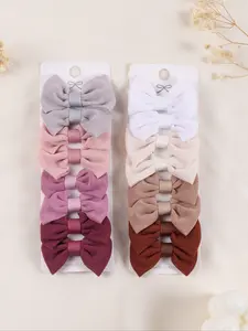 16pcs Handmade Colorful Bow Bowknot Barrettes Hair Clips for Girls, Cute Sweet Girl Accessories, Plain Design, All Seasons, Daily Wear Headwear Set