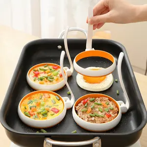 Silicone Fried Egg Cooker Rings Set,Nonstick,Easy to Use&Clean, 4-pack, Round Egg Mold for Cooking Pancake,Breakfast Sandwich, fit McMuffin Biscuit,Griddle Egg Ring for Frying Eggs Kitchen Oil