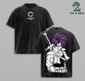 Future Trunks Dragon Ball Z Vintage Washed Gym T-Shirt, DBZ Anime Oversized Pump Cover Tee, Capsule Corp Streetwear Heavy Cotton Shirt
