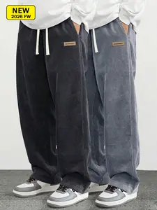 Men’s corduroy casual pants for spring and autumn, loose straight fit, breathable, skin-friendly, comfortable