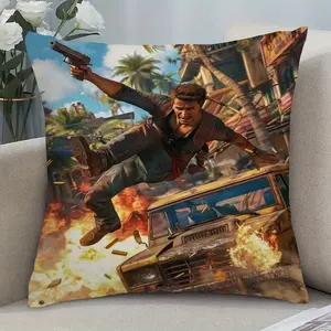 1pc Uncharted A Pillow Cover with 18X18 Inches, Printed Pattern Cushion Cover with Zipper, Machine Washable Decorative Pillow Cover, Suitable for Sofa Bed Decoration in Living Room, Casual Style.