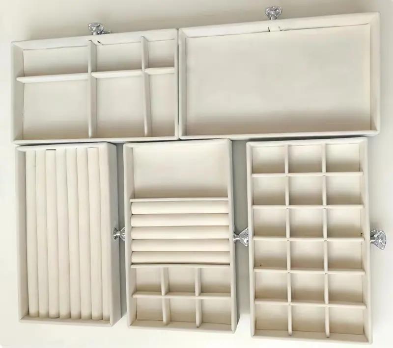 5-Layer Velvet Jewelry Box with Clear Lid, Large Capacity Jewelry Organizer Storage Case for Rings Earrings Necklaces Bracelets, Acrylic Display Jewelry Holder Drawer Organizer for Women Girls, Vanity Dresser Countertop Storage Box