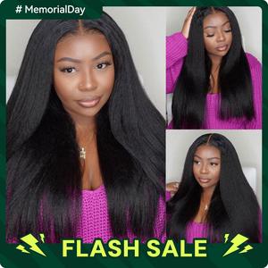 Vshow Kinky Straight Drawstring V Part Wigs For Women No Leave Out Install V Part Wig 250% Density Flat Edge Machine Made Half Wigs #Summervibes