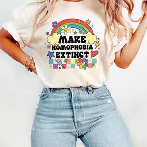 Make Homophobia Extinct Shirt: Rainbow Pride LGBT Ally Tee B