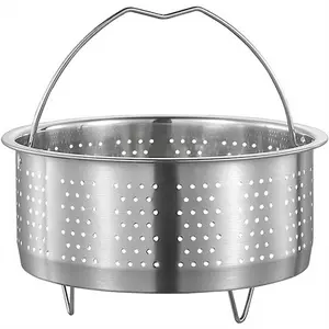 Stainless Steel Steamer Basket Insert with Handle - 20x20x9.5cm Rice Cooker Steaming Rack, Not Easy to Hurt Hands Colander Strainer for Vegetables, Seafood, Fish, Sweet Potatoes