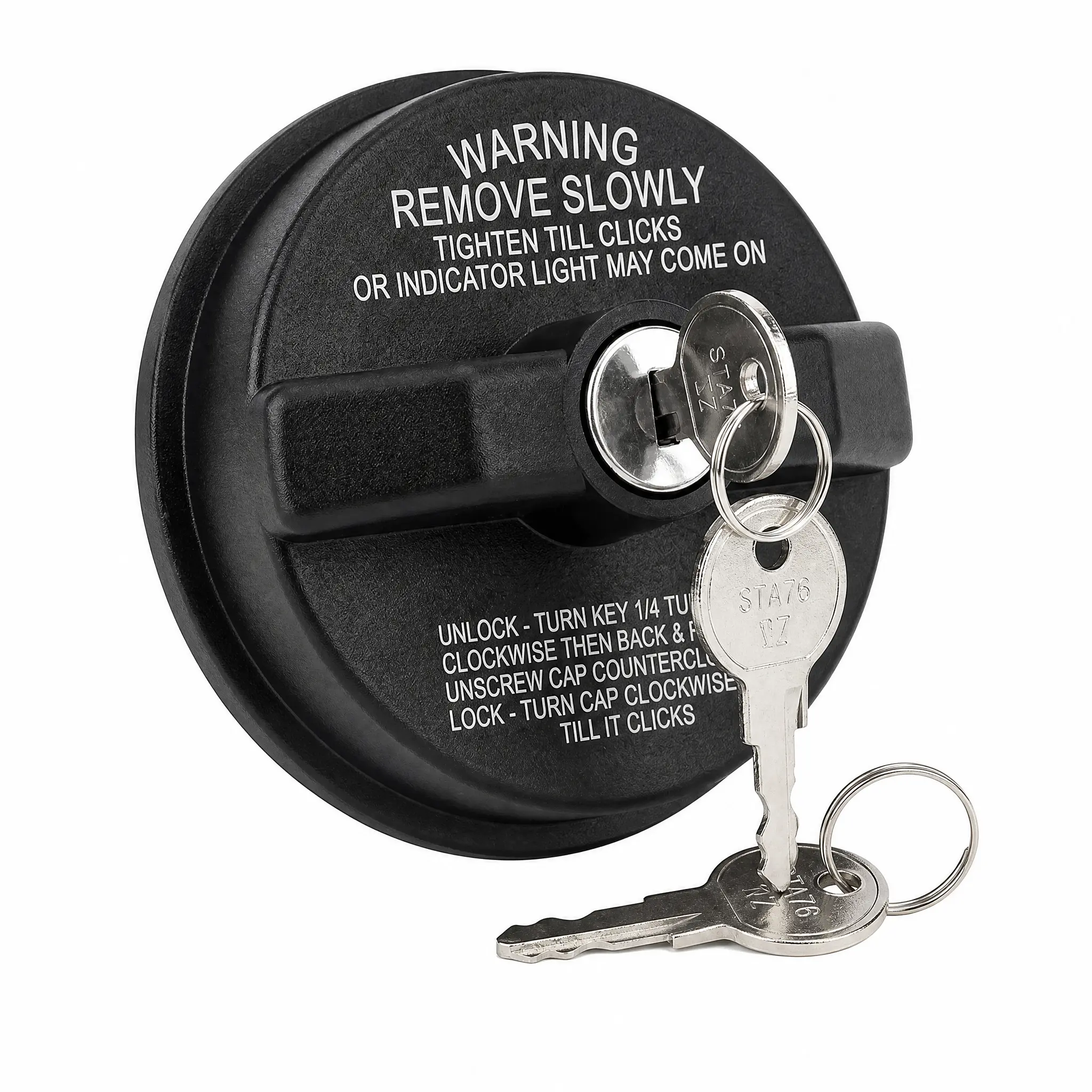 Locking Fuel Gas Cap With 2 Security Keys, Anti-Theft Replacement Fuel Tank Cap, Tighten Till Clicks Design Fix Check Engine Warning Light Universal For Cars Pickup Trucks SUV Vans