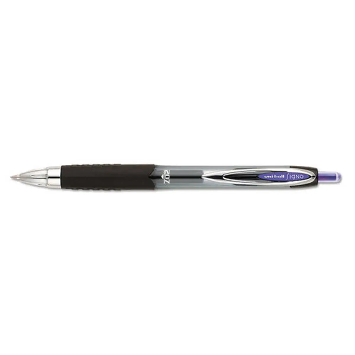 Uni-Ball Signo 207 Retractable Colored Gel Pen - 0.7 mm Purple Ink, Smoke Black & Purple Barrel, 1 Dozen (Pens & Refills Category), Colored Gel Pens Pens & Refills