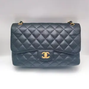 Pre-owned CHANEL Cowhide Shoulder Bags CLASSIC FLAP, Black, Quilted, Caviar, Large Jumbo, Gold Hardware