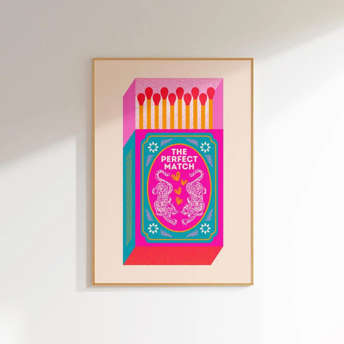 Retro Funky Poster – Dopamine Decor, Maximalist Tiger Wall Art, Bedroom & Apartment Aesthetic, Matchbox Style Print, Room Decor, Unframed