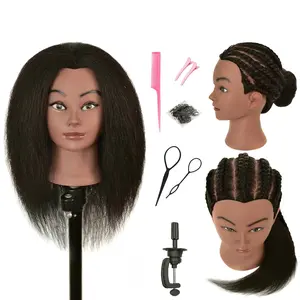 RIHANNAHAIR  Real Human Hair Mannequin  Manikin Doll Style  with Stand for Braiding Styling Practice  Barber  Display