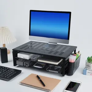 1 monitor stand with storage drawer, home office desk organizer, durable computer monitor stand, desktop organizer for home and office, gift for girls, home storage desk and drawer organizer