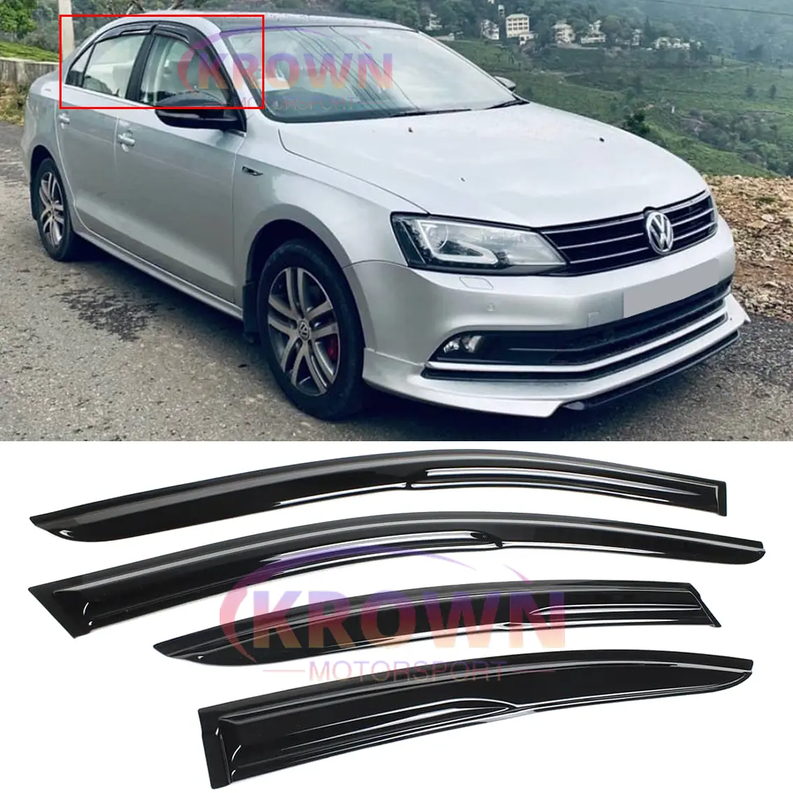 FOR 2011-2017 VW JETTA MK6 3D WAVY MUGEN STYLE WINDOW VISOR RAIN GUARD DEFLECTOR