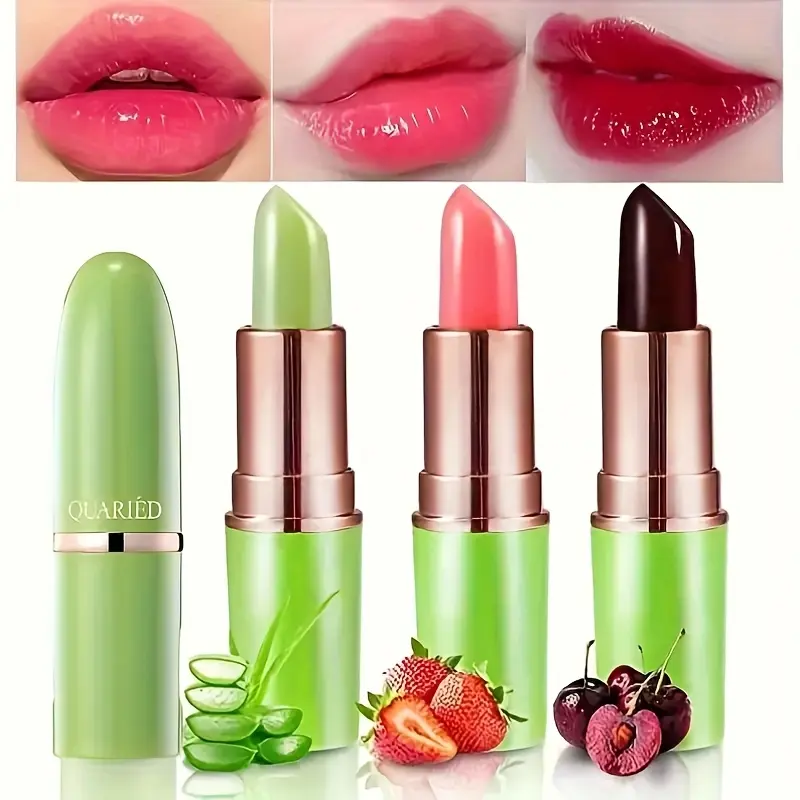 3pcs Color-Changing Lip Balm, Moisturizing Lip Balms, Lipstick Fruit-Inspired Shades - On-the-Go Hydration