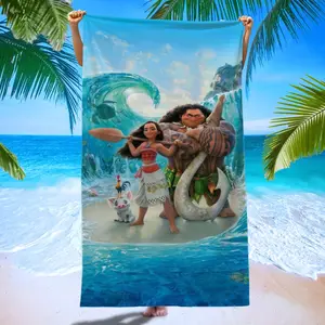 Moana Adventure Beach Towel, Blue Ocean Print, Quick Dry Absorbent, Summer Vacation Swimming Essential, Perfect Gift
