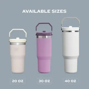 Stainless Steel Tumbler – Leakproof Vacuum Insulated Cup with Straw, Keeps Drinks Cold 12H or Iced 2D Premium Vacuum Insulated Tumbler with Straw – IceFlow Stainless Steel Cup, Hot/Cold Retention for Office, Car Coffee Drinkware