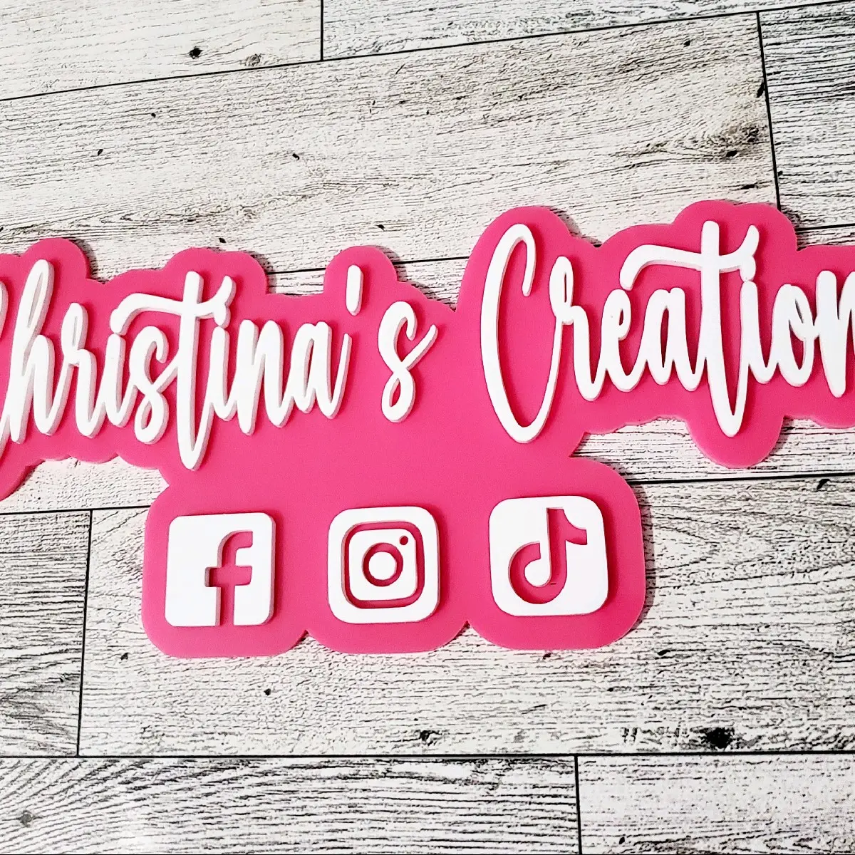 Physical watermark w/ 3 social media logos Decor Signs