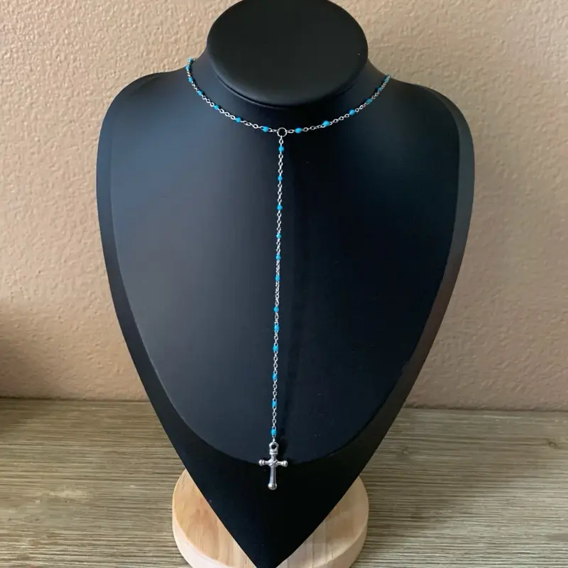 Lariat Necklace with a cross pendant - Lazo Con Colgante de cruz