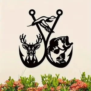 1 piece of metal wall decor, hunting fish hook metal wall sign, hunter wall decor, hanging hunting room decor