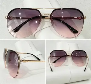 Sunglasses Women Metal Half Frame Double Beam Classic Retro Fashion Sun Glasses UV Protection Lightweight Outdoor Driving Travel Beach Streetwear Stylish Shades for Daily Casual Outfits
