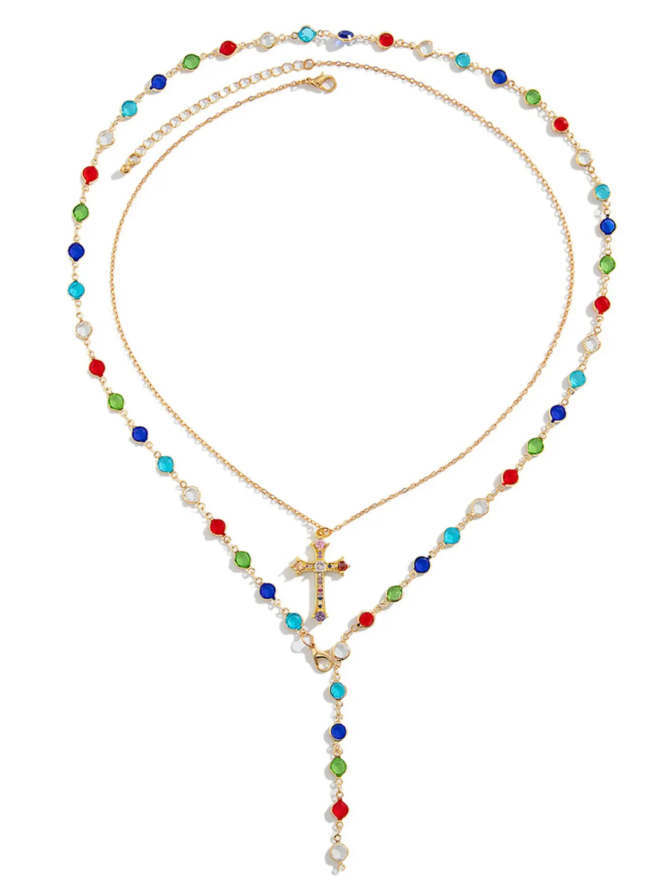 Men's Crystal Cross Pendant Necklace, Hip Hop Style, Unique Design, Fashion Jewelry, Lockbone Chain, International Accessories, Decorative Necklace, Statement Necklace