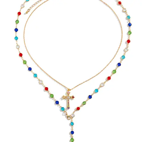 Men's Crystal Cross Pendant Necklace, Hip Hop Style, Unique Design, Fashion Jewelry, Lockbone Chain, International Accessories, Decorative Necklace, Cross Necklaces