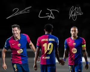 Robert Lewandowski Raphinha Lamine Yamal Signed Photo Autograph Poster Print Unframe Art Home Decor