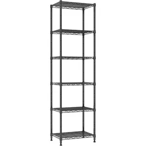 6 Wire Shelving Steel Storage Rack Adjustable Unit Shelves for Laundry Bathroom Kitchen Pantry Closet (16.7L x 11.9W x 64H, Black)