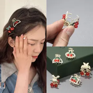 Cherry Rhinestone Claw Clips 2pc Set - Mini