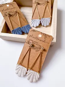 Shell Drop Earrings - Classic & Versatile - Lightweight Polymer Clay | Choice of Gold or Silver Finishes