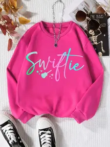 Girl's Letter Print Drop Shoulder Sweatshirt, Fall Outfits, Casual Long Sleeve Round Neck Pullover for Fall, Kids Clothes for Daily Wear, Fall Sweatshirts for Girls