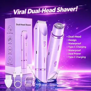 Women's Dual-Head Multi-Function Electric Trimmer, Body Hair Remover, Leg Hair Clipper, Bikini Razor, Portable Design, Travel Shaver, Efficient Grooming Tool, Waterproof Rechargeable Shaver