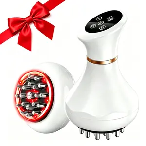 Wireless Electric Body Massage Brush with Red Light Heat & EMS Microcurrent, Adjustable Multi-Mode Skin Massager for Abdomen Back Leg Shoulder Home Skin Care Device