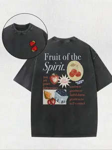 "Fruit of the Spirit" Bible - Themed & Fruit Graphic Vintage T - shirt, Trendy Streetwear with Faith & Cute Vibe, TikTok - Popular Fashion Item