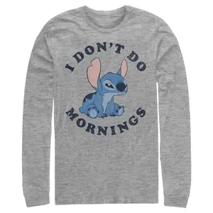 Men's Lilo & Stitch I Don't Do Mornings Light Blue Long Sleeve Shirt