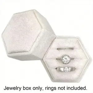 Velvet Ring Box, Hexagon Shape 3 Slots Design, Ideal for Weddings & Engagements, Multi-Ring Capacity Jewelry Organizer