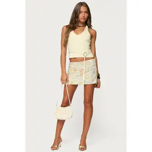 Floral Bead & Sequin Mini Skirt Floral Bead & Sequin Mini Skirt