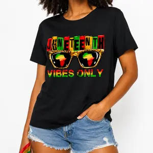 Juneteenth Vibes Only Graphic T-Shirt for Men Women, Afro Heritage Sunglasses Print Tee, Retro Freedom Celebration Shirt, Oversized Casual Streetwear Top, Trendy Y2K Graphic Tees
